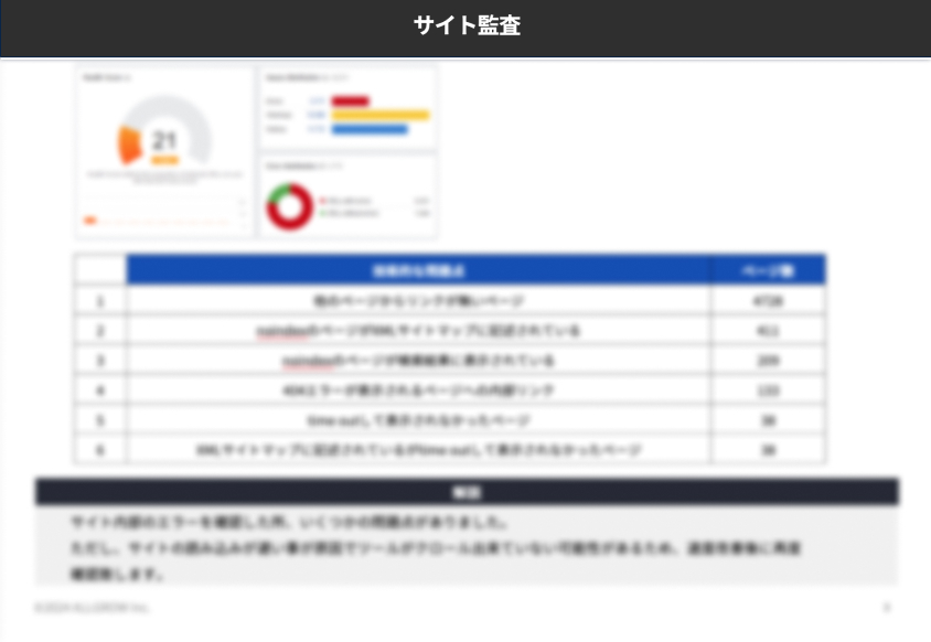 SEO無料調査レポート例